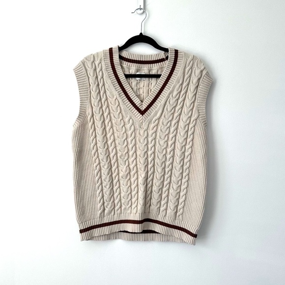 Sunday Best Sweaters - Sunday Best Cream Cable Knit Vest